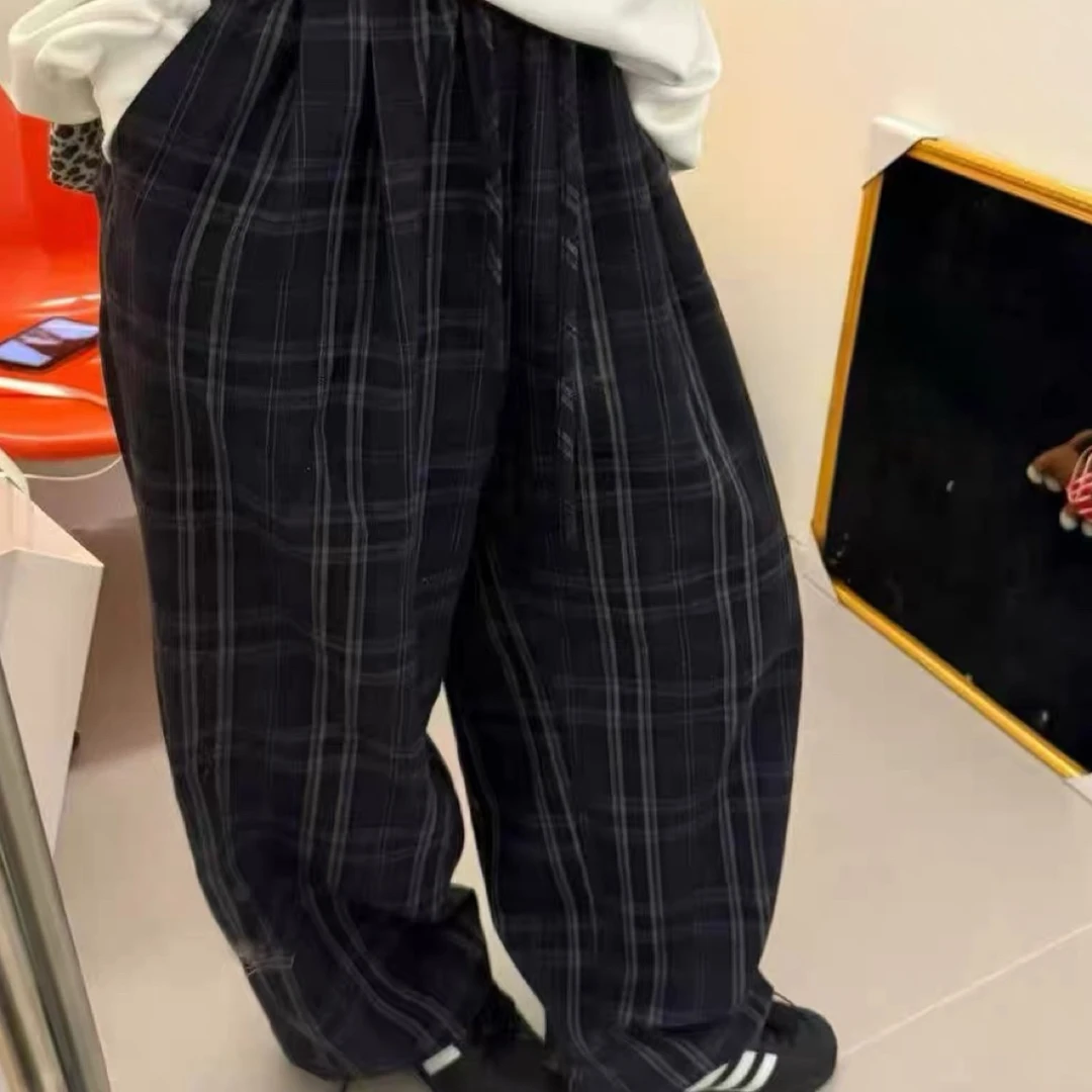 61566#【東Room】2025新款韩版宽松休闲复古宽松显瘦秋季格子裤女