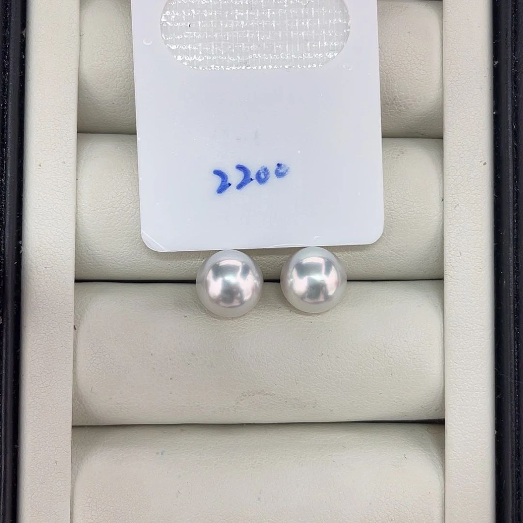 未镶嵌耳饰定制海水珍珠澳白 9-10 玉
