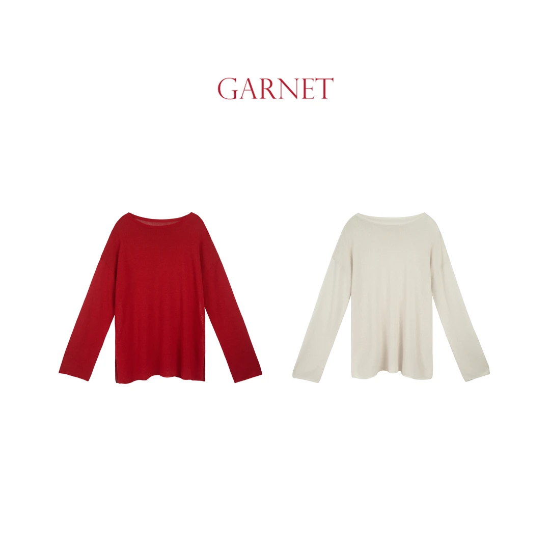 GARNET 进口和纸纱一字肩上衣慵懒松弛HSL25FW015