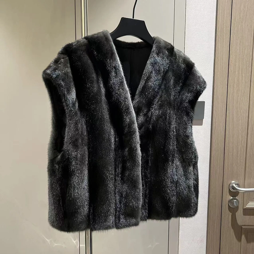 【大L】重磅外贸进口高奢重工设计师风百搭无袖抽刀水貂马夹251024