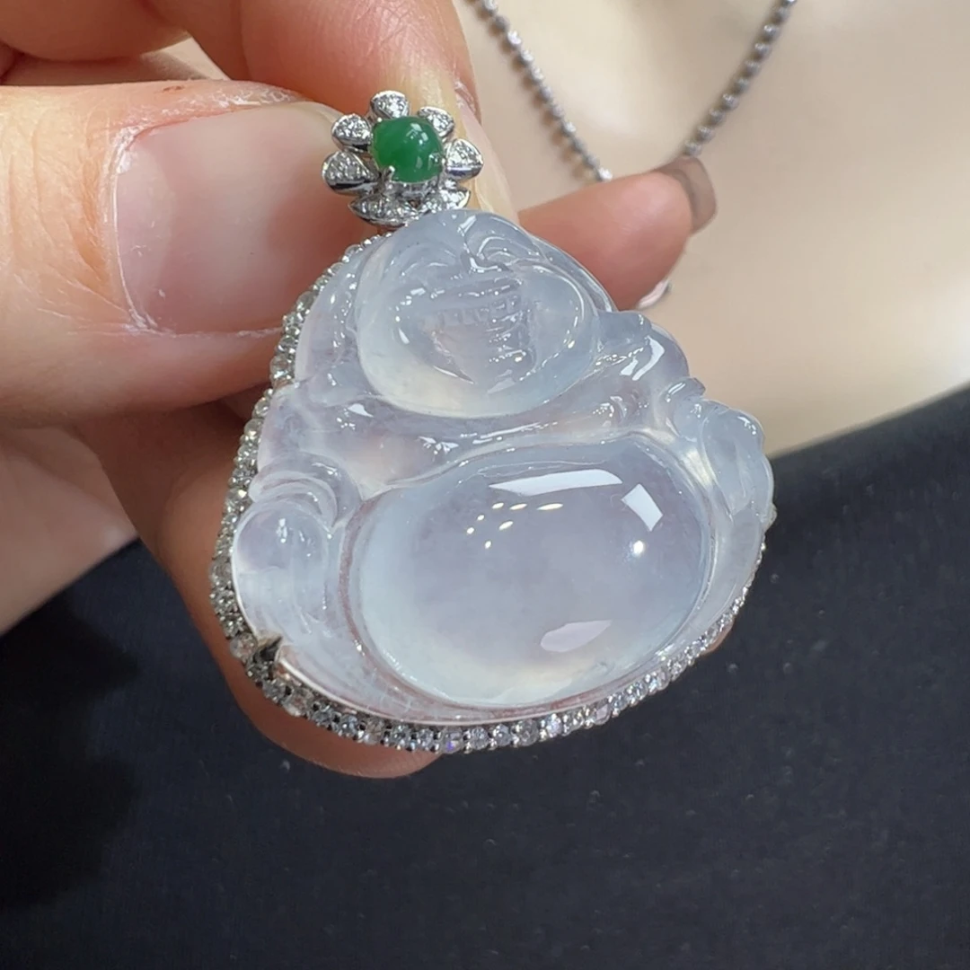 翡翠吊坠(不含链)18K金镶嵌