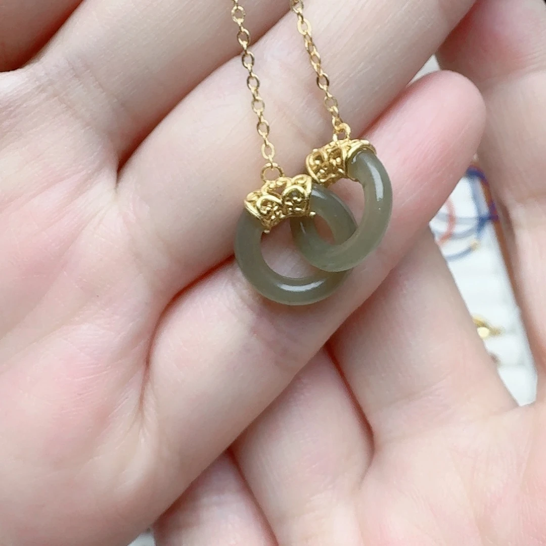 和田玉颈饰银S925镶嵌