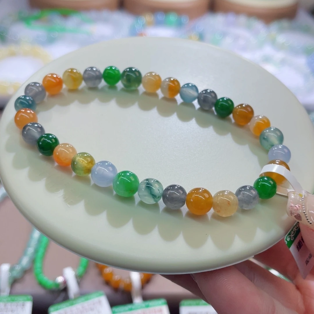 未镶嵌手链翡翠油画多宝卡5-6