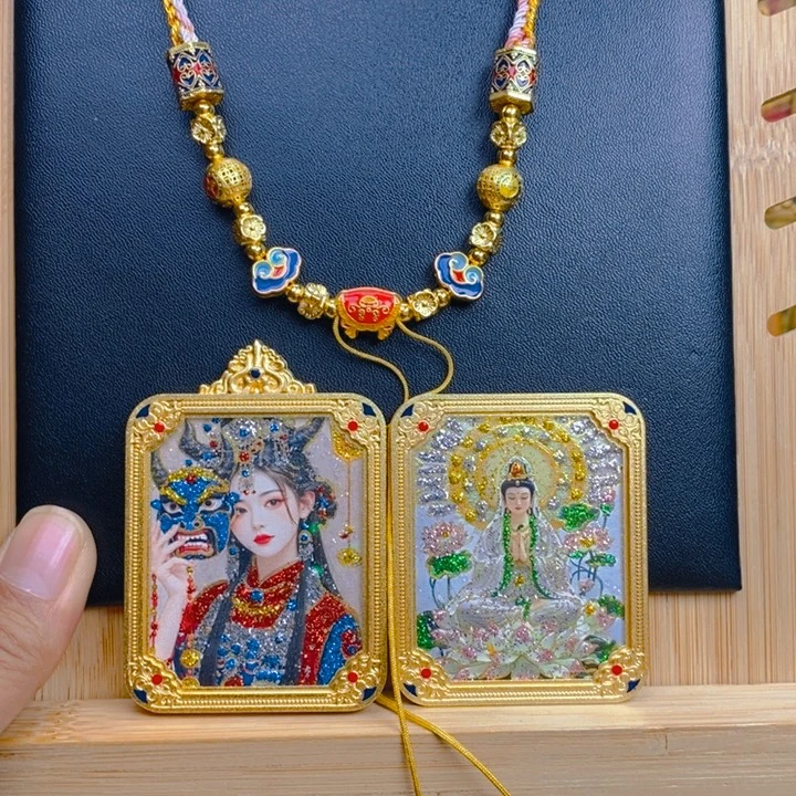 娃***哈吊坠手绘唐卡项链