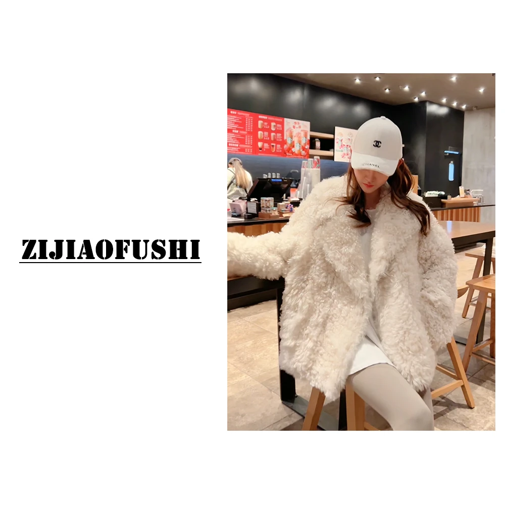 “哇塞千金”托斯卡纳卷毛羊皮皮毛一体外套FLZF-T8057-2