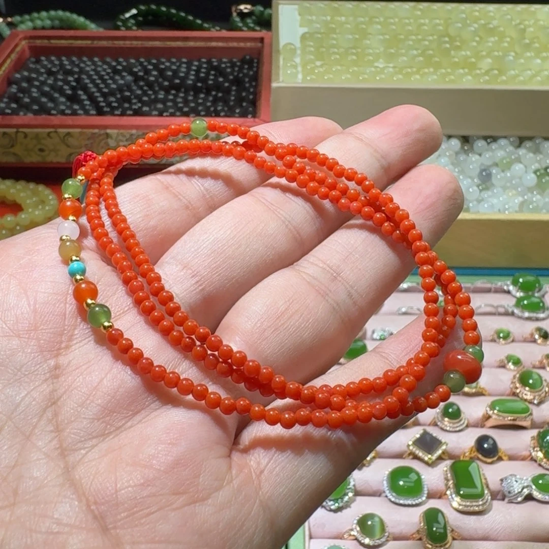 南红玛瑙未镶嵌珠宝奇石南红辣椒红挂件绳