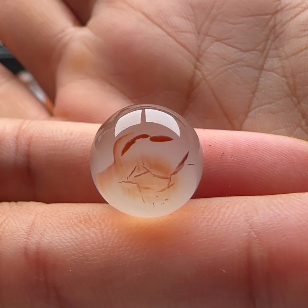 南红玛瑙圆珠13未镶嵌木*歌皮裂