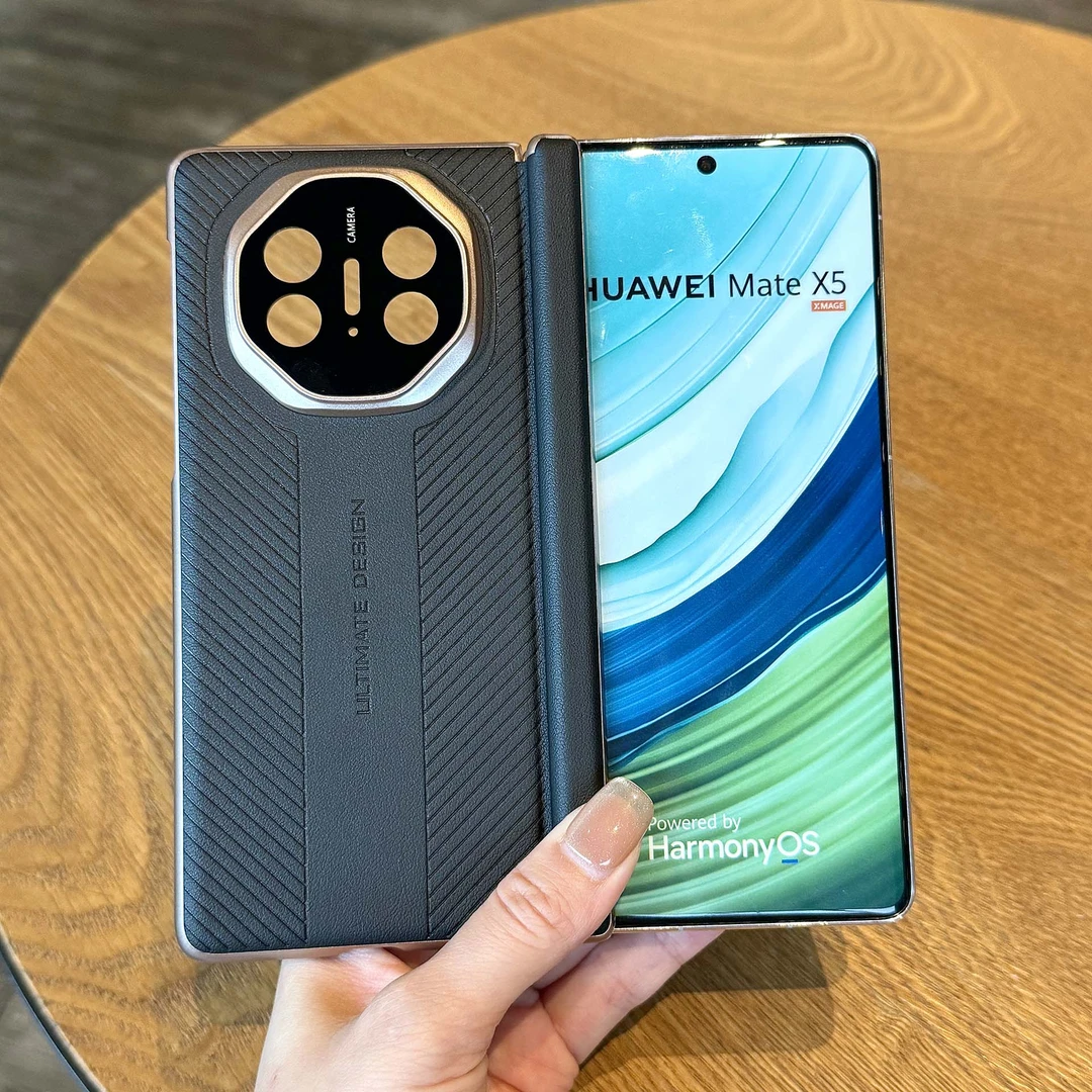 双中轴单后壳适用华为mateX5手机壳matex6秒变XTS高级素皮防摔套