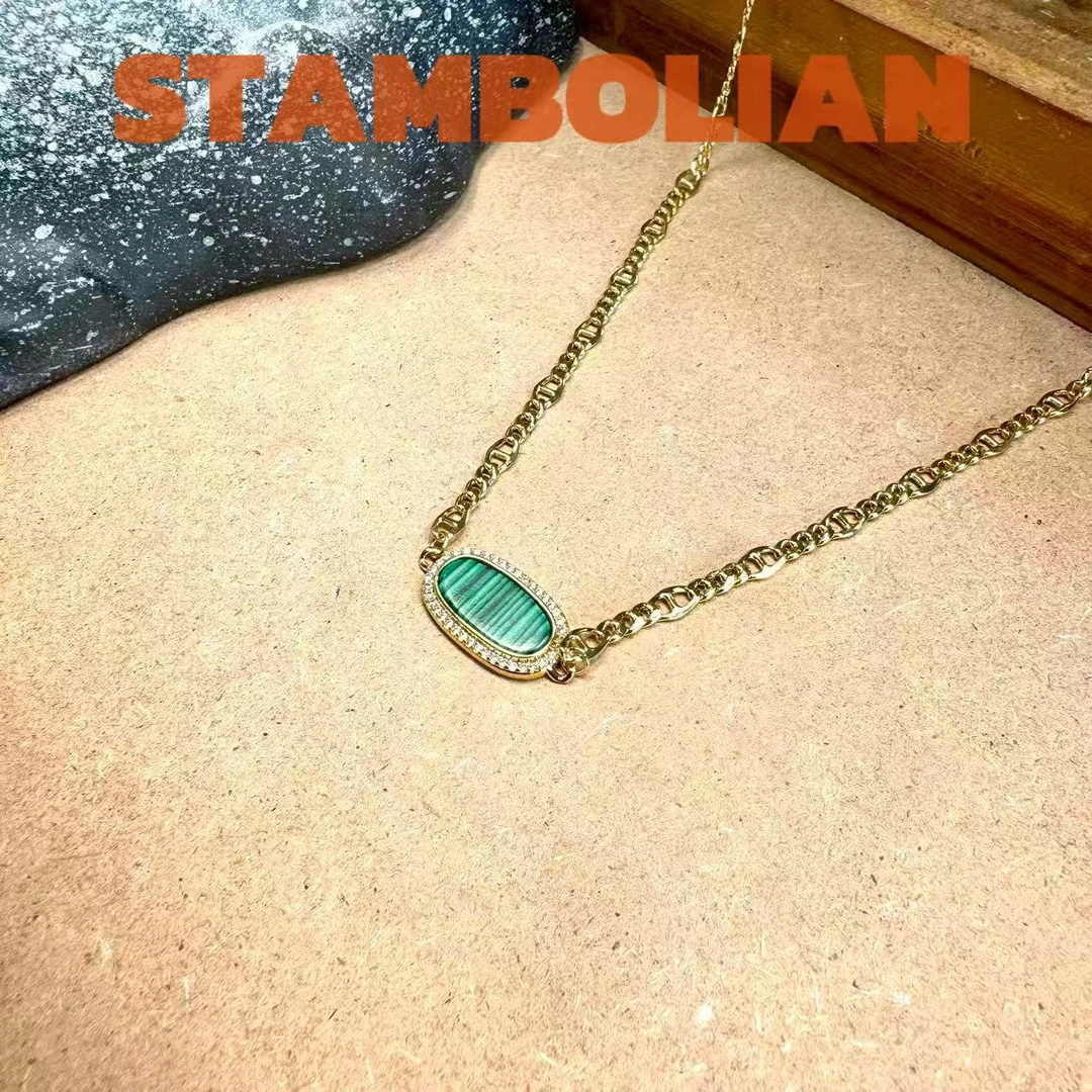 G吊坠 正品STAMBOLIAN 孔雀绿猪鼻吊坠带原版猪鼻项链QDS017