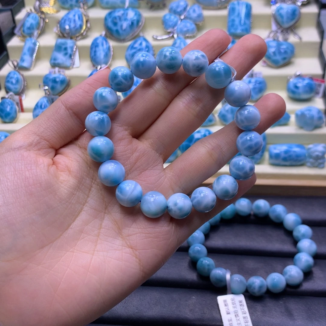 针钠钙石（海纹石）未镶嵌手串11+手串色差略异