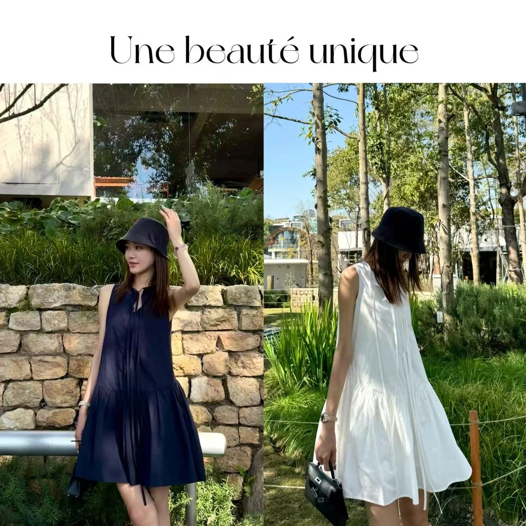 【博图克】夏季设计感宽松无袖连衣裙时尚百搭气质