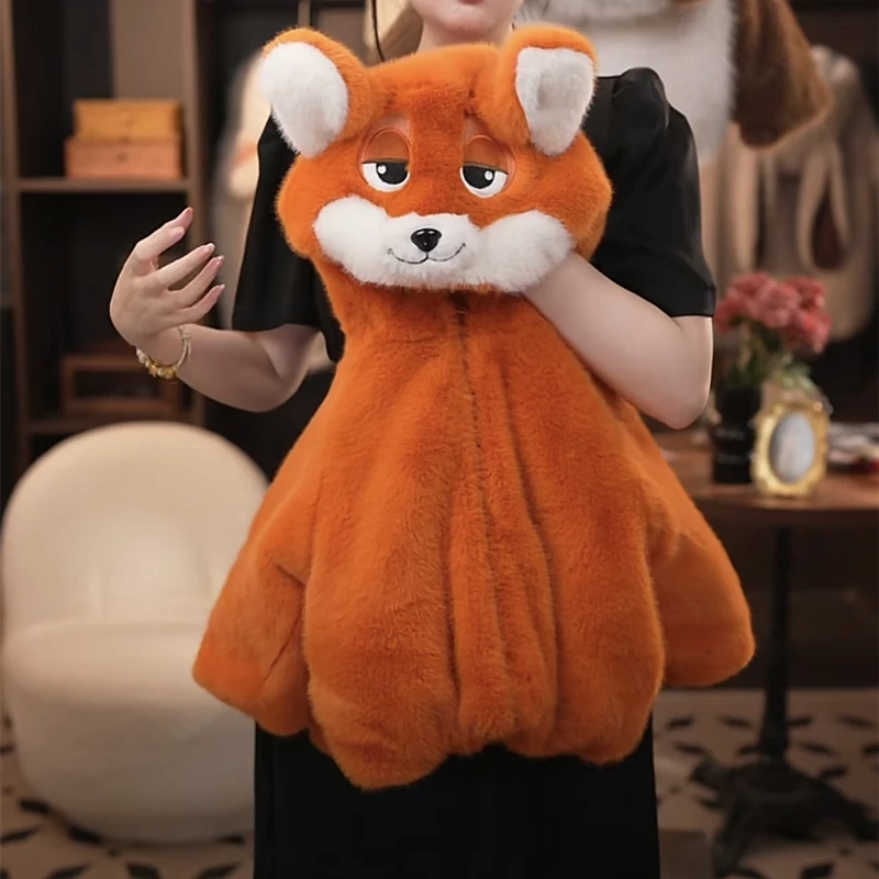 女童2025新款加厚儿童毛茸茸加绒加厚狐狸萌宝可爱冬季外套亲子装