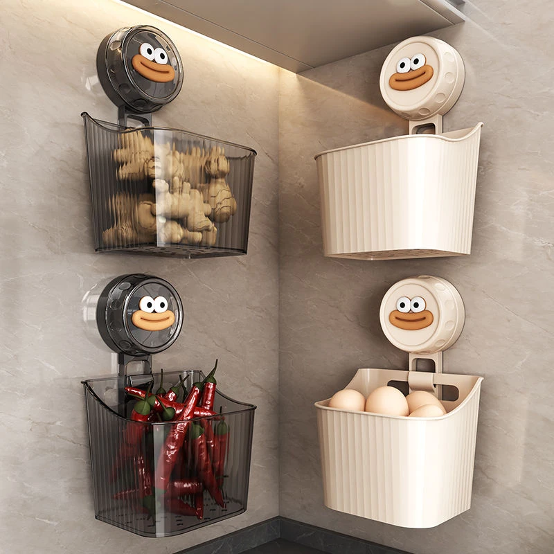 吸盘葱姜蒜厨房收纳收纳盒厨房置物架壁挂生姜大蒜神器蒜姜收纳筐