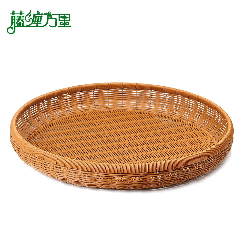 手工藤编织簸箕大容量圆形家用晒框晒干货辣椒萝卜鱼干收纳筐篮