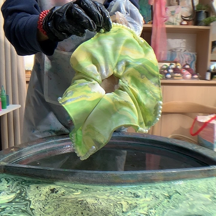 布艺铁合金绿色珍珠方巾082