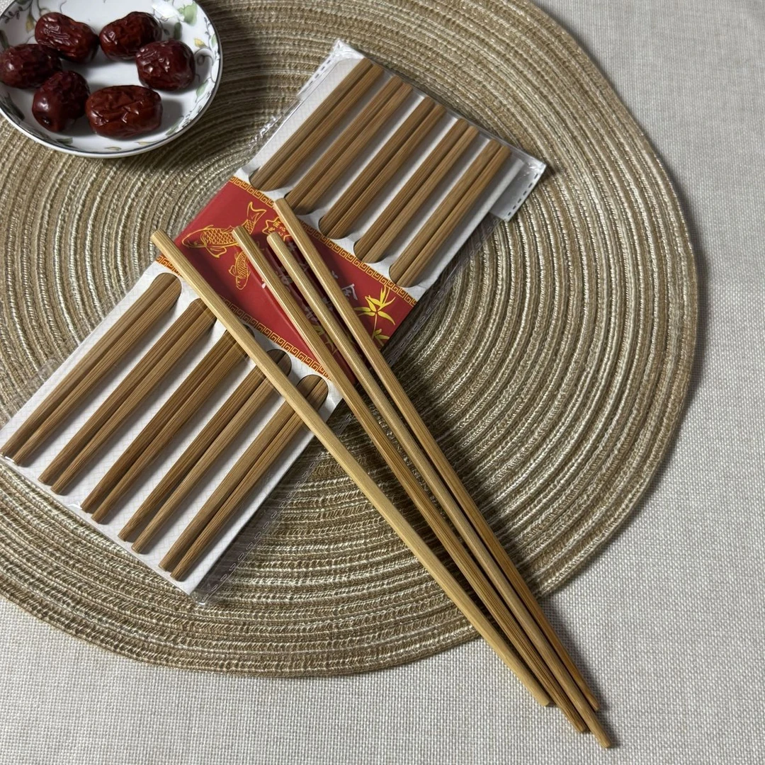40双福筷无漆天然无蜡竹筷子家用中式好寓意家庭小方筷