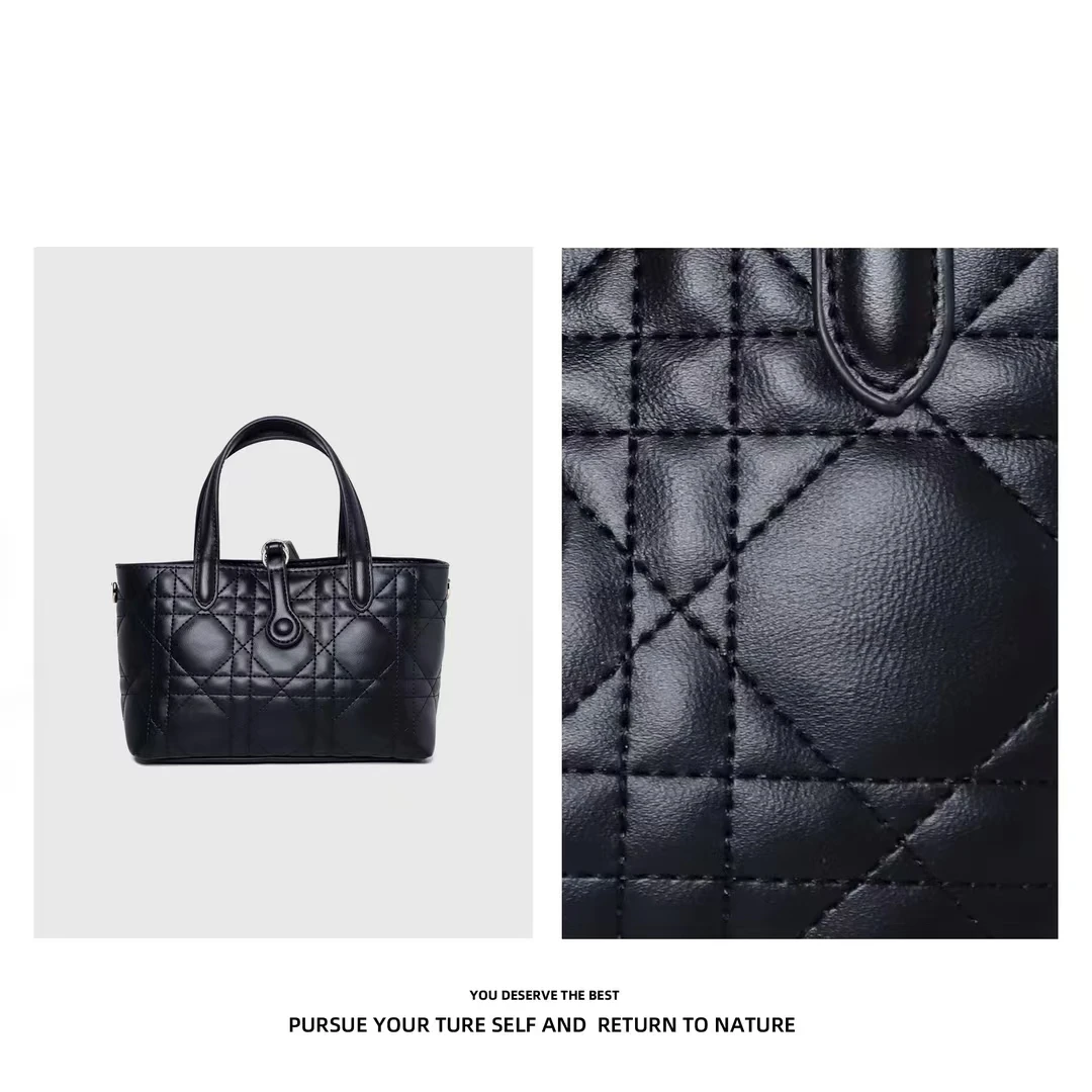 【高定系列】2025年新款轻奢时尚百搭单肩斜挎黑色菱格手提包