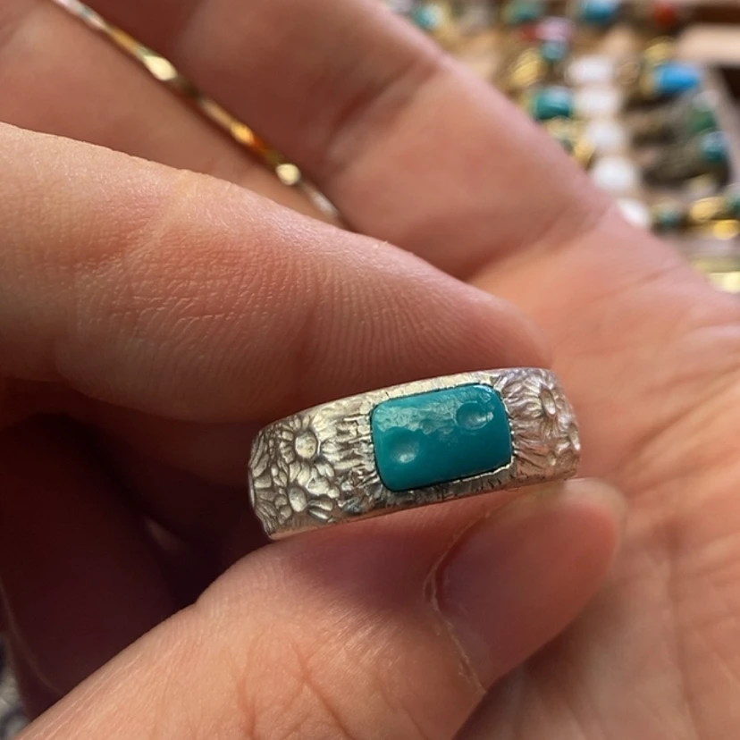 【闪购商品】绿松石银S925镶嵌戒指开口