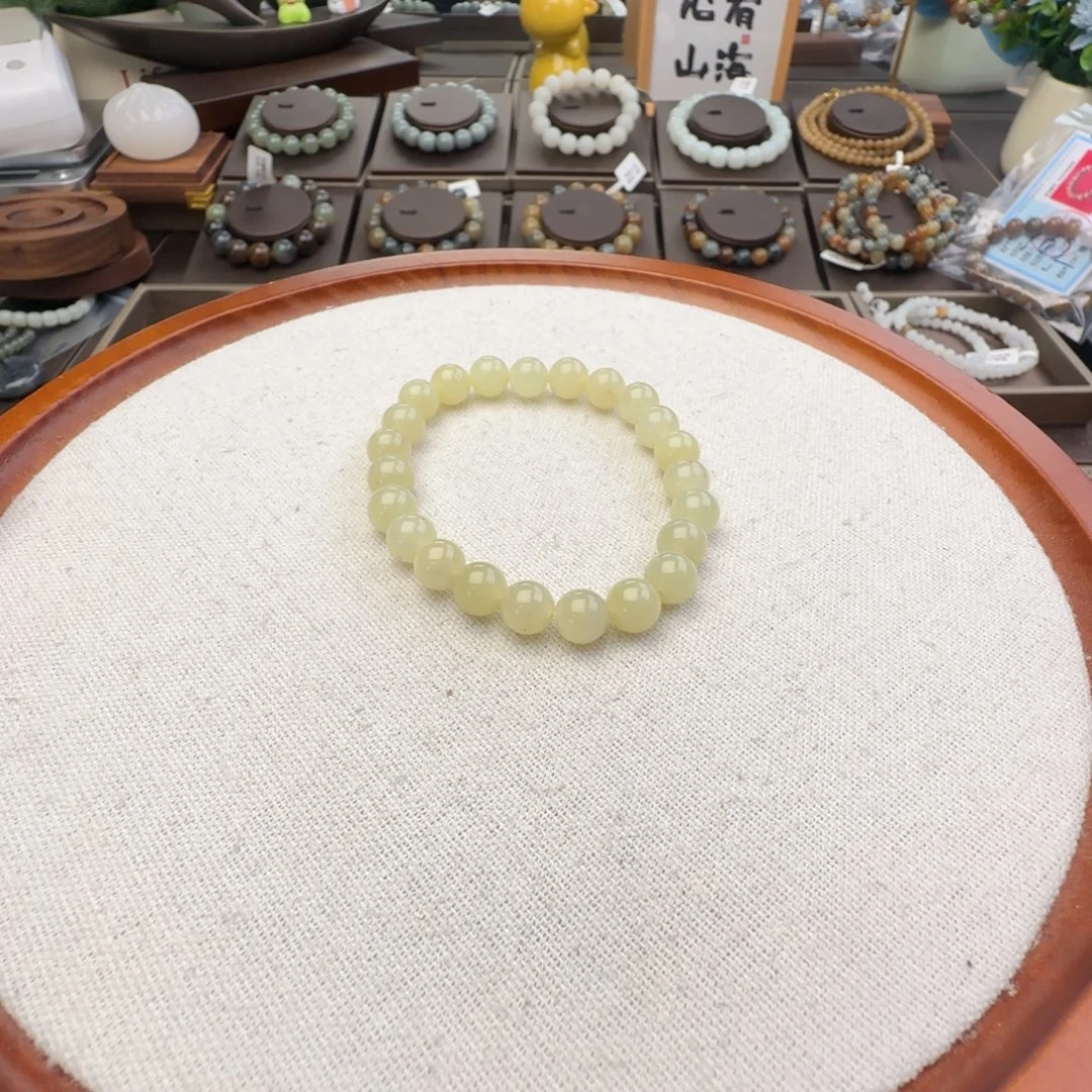 和田玉未镶嵌手链卡8新疆且末金山暖白猪油膏，36