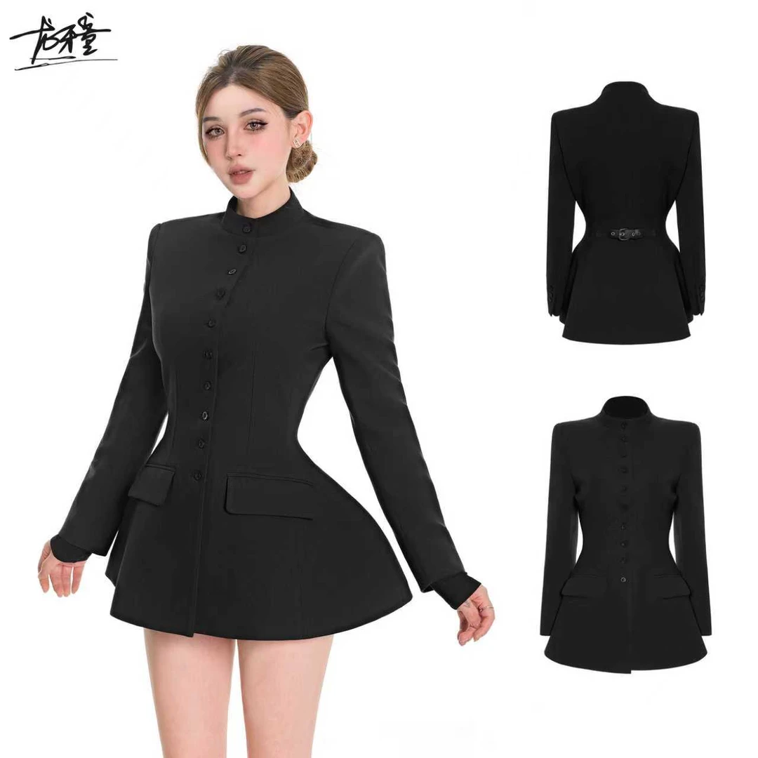 龙牙童推荐【韦恩西装】秋冬千金风套装收腰西装裙长袖复古风小黑裙