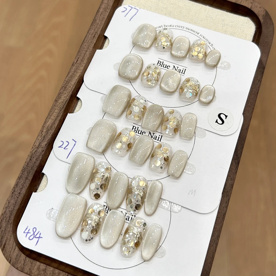 福利款蓝珊纯手工穿戴甲百搭简约显白轻奢气质可反复佩戴