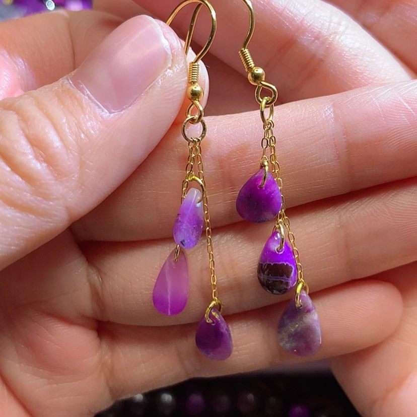 【闪购商品】苏纪石（舒俱来）耳钩银S925镀金镶嵌