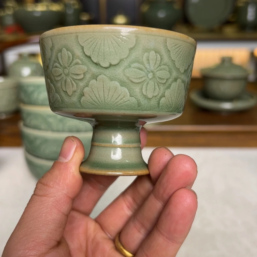 杯纯手工宝相花高足杯二级特价