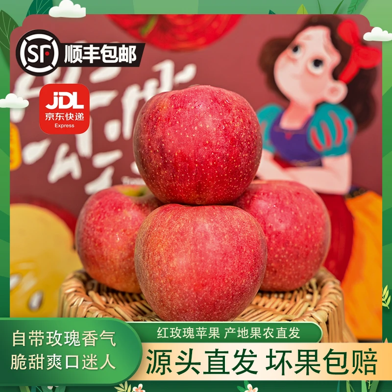 婉君红玫瑰苹果头茬鲜果绿色食品苹果彤彤公主净重4斤