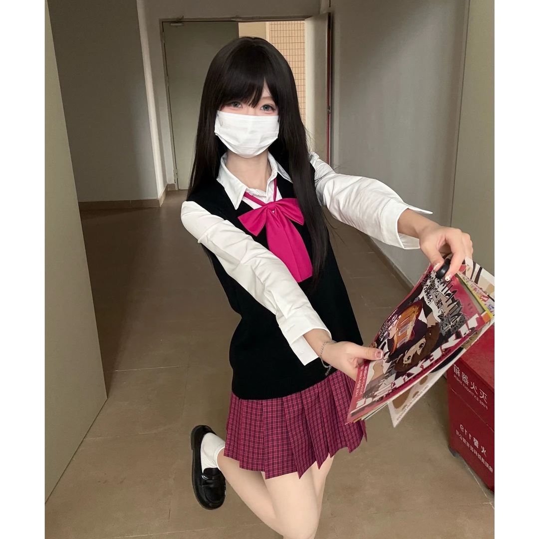 妙氏优品jk制服格裙背心套装春秋甜美百搭学生开学季学院风高中女