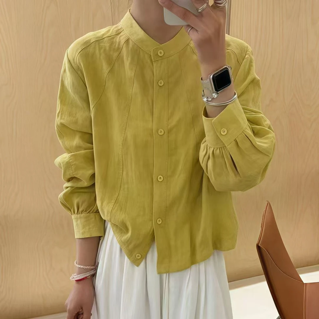 褶皱设计感长袖衬衫女2025春季新款宽松显瘦百搭小个子上衣外套潮