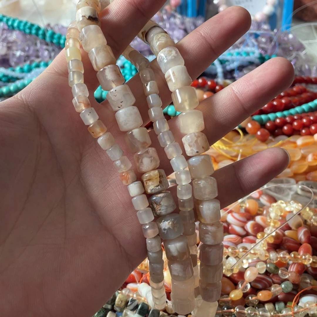 玛瑙/玉髓珠宝半成品未镶嵌打包两条樱花玛瑙隔珠