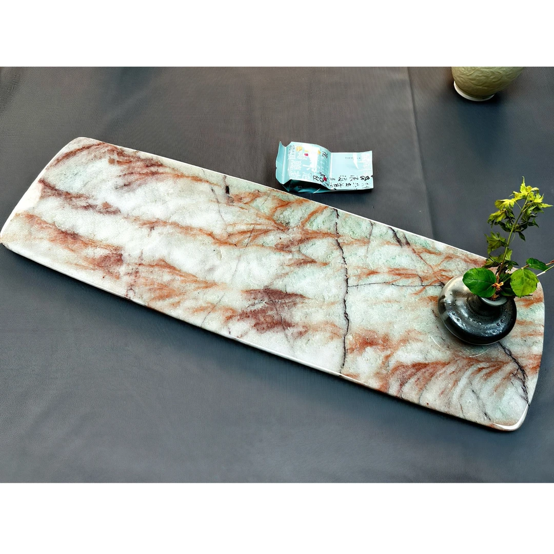 天然枫叶红纹理奢石干泡茶盘