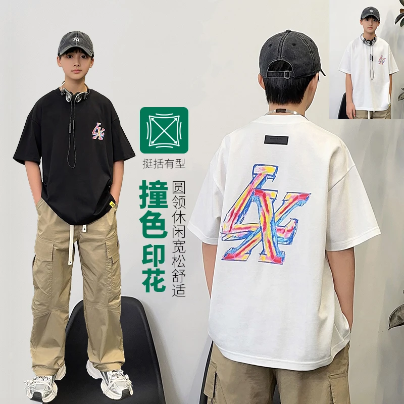 【现货】XT1731小赖家青少年2025夏季印花短袖中大童短袖T恤男童