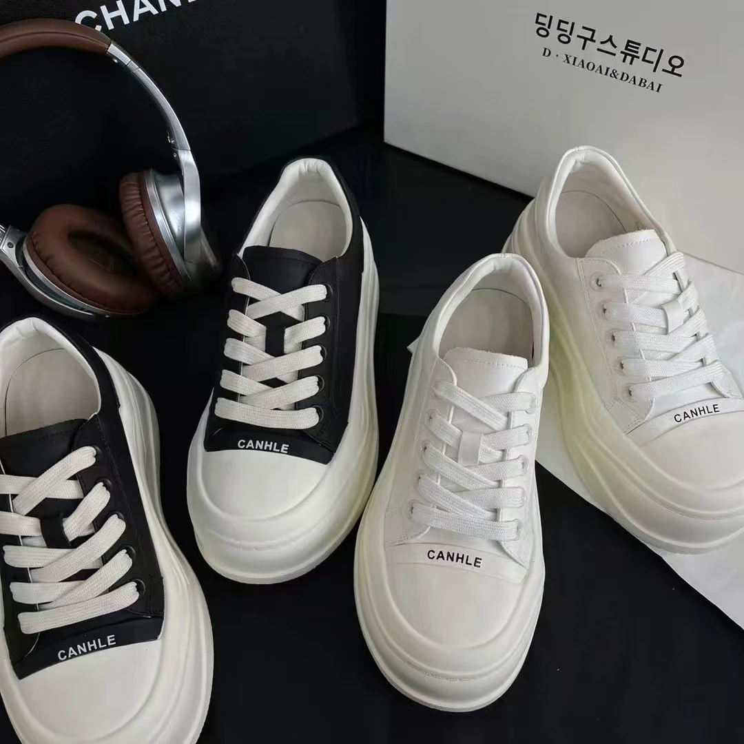 厚底板鞋休闲板鞋裙子专用小白鞋时尚女鞋系带百搭秋季潮流