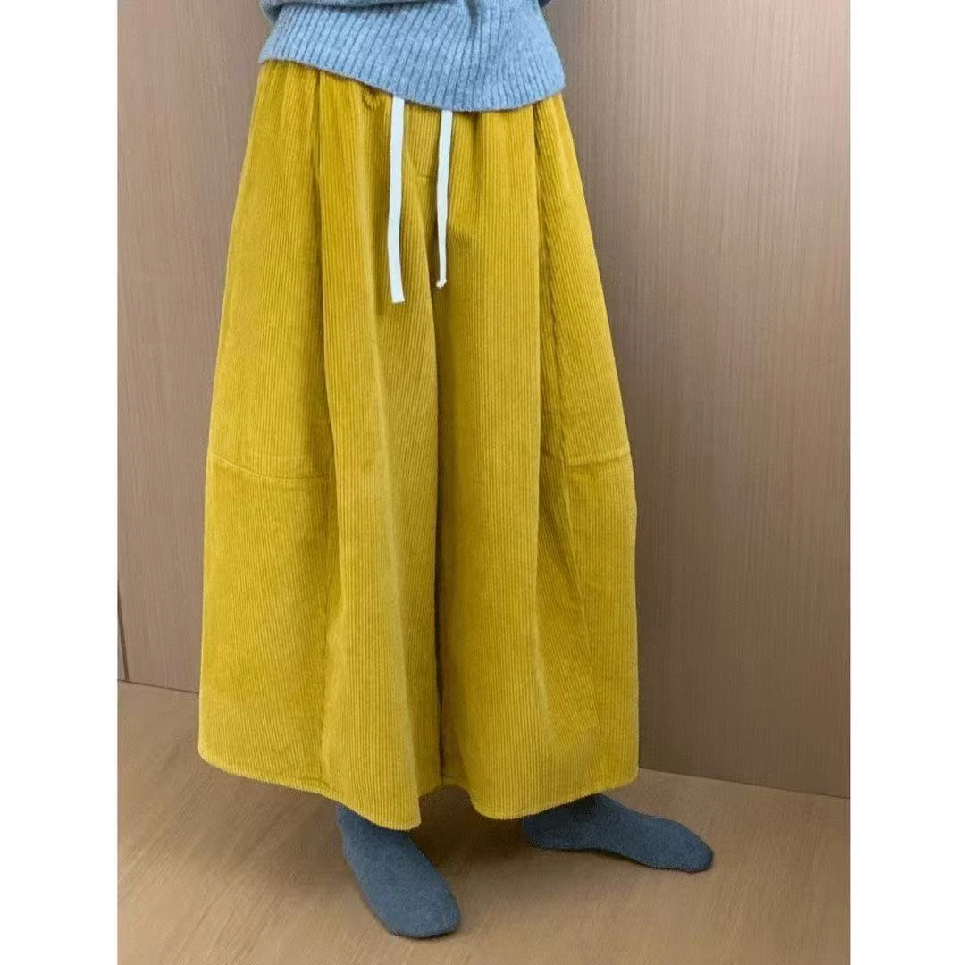 【运费险】大阔腿设计感八分裤灯芯绒裤子女2025秋冬新款韩版裤裙