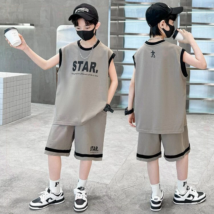 儿童夏装篮球运动服夏季2025新款时尚休闲大童装男