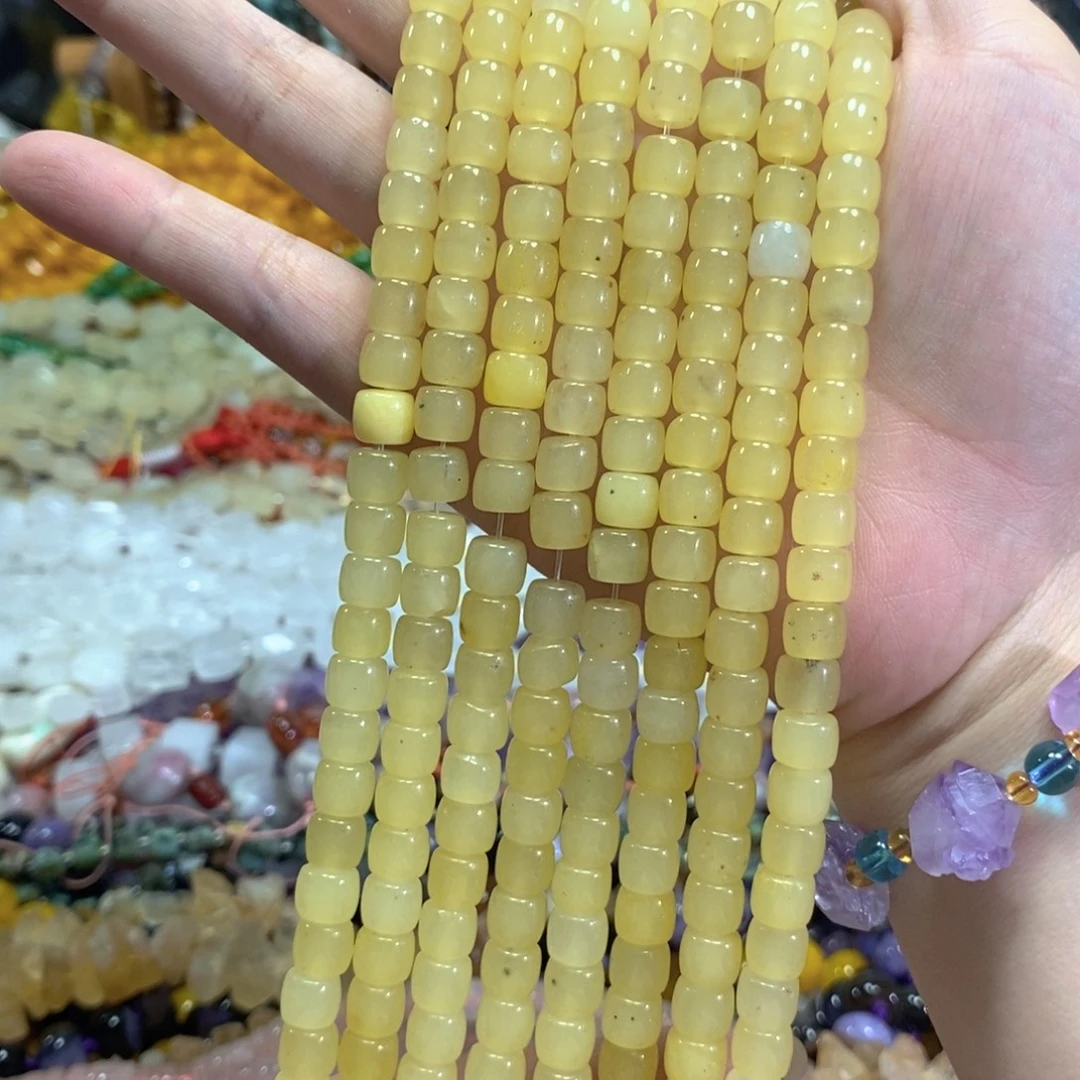 玛瑙/玉髓足银镀金镶嵌珠宝半成品黄玉碎墩礅卡8mm到手两条