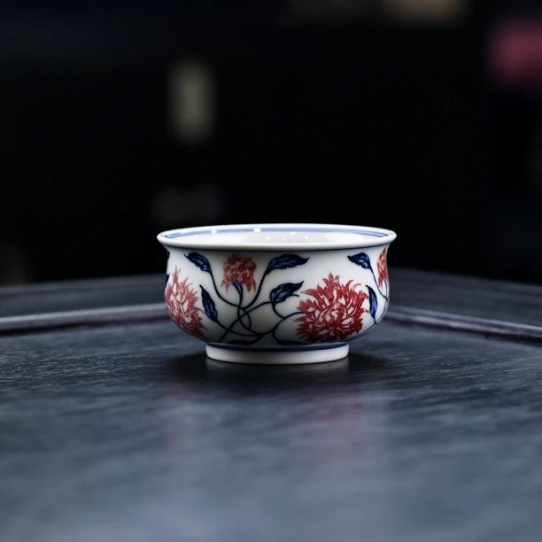 釉里红缠枝 主人杯 红丰窑