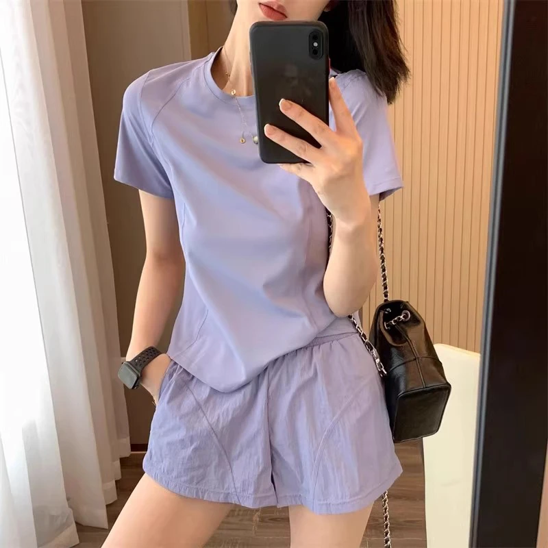 户外运动套装女夏季马拉松跑步速干健身短袖透气晨跑瑜伽服训练