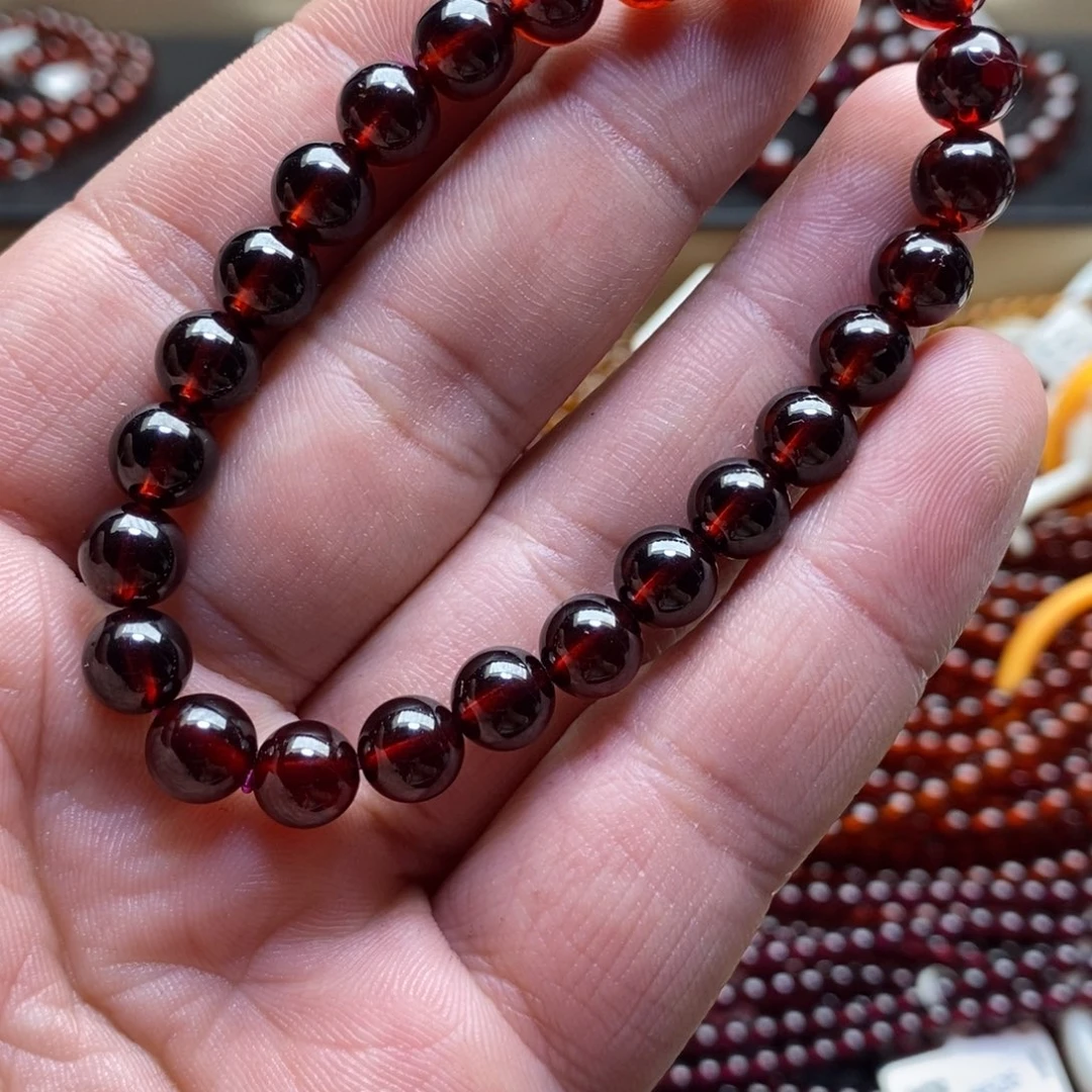 未镶嵌手链石榴石7.8mm酒红色福利