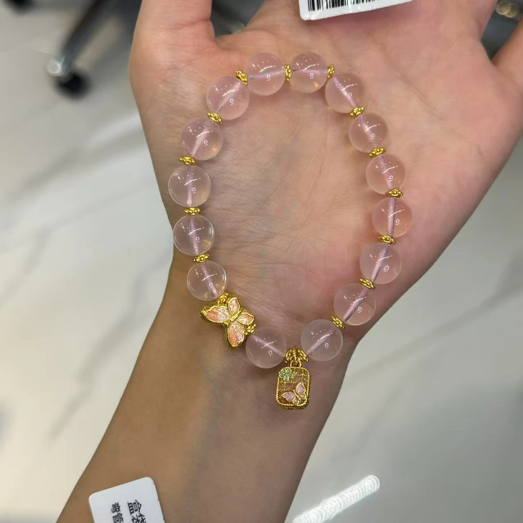 现-【闺蜜同款粉水晶手串】 足金999手串  多样性发货