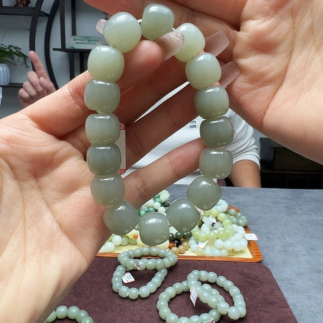 和田玉未镶嵌手链14且末天空蓝