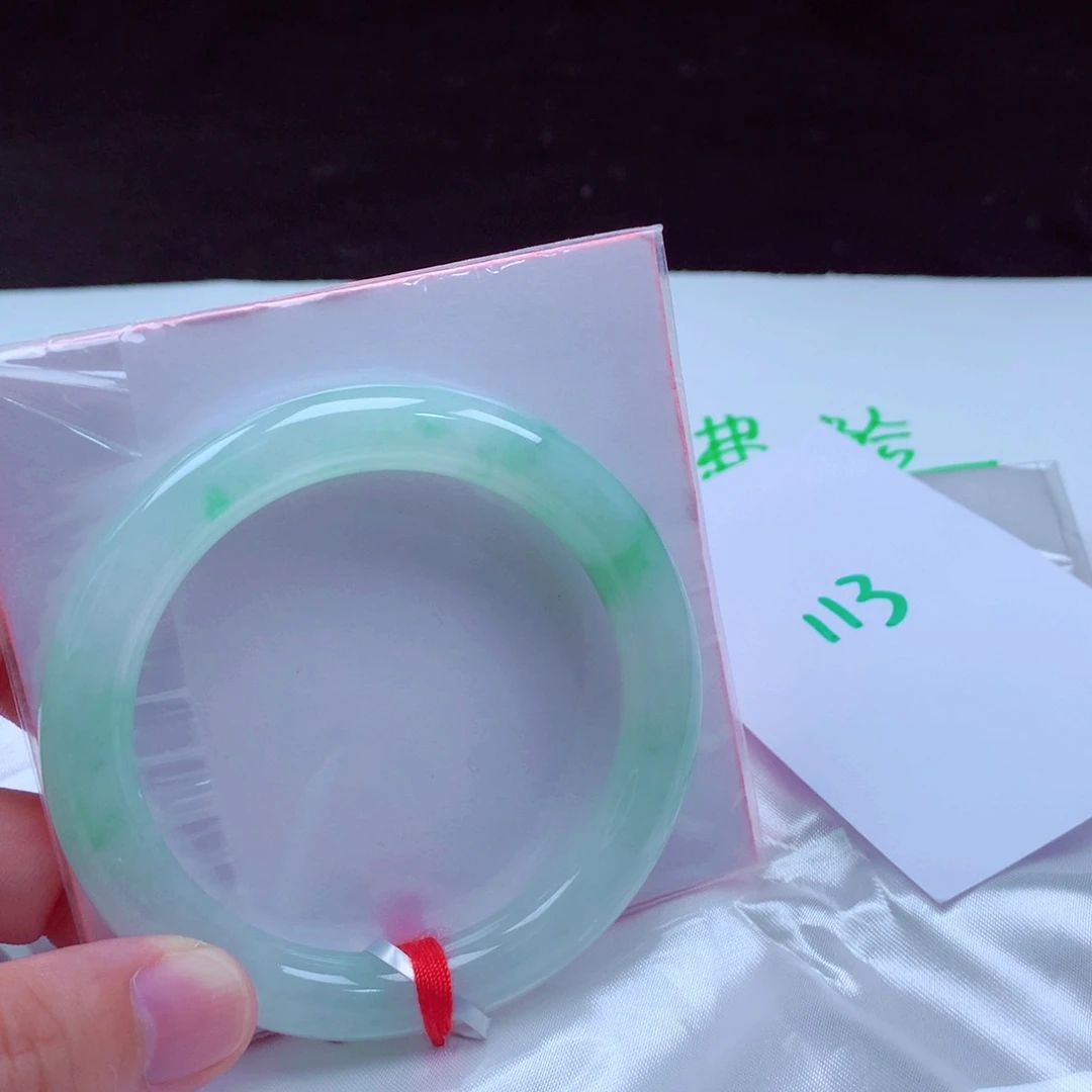 未镶嵌手镯翡翠天然A货翡翠手镯55圆条