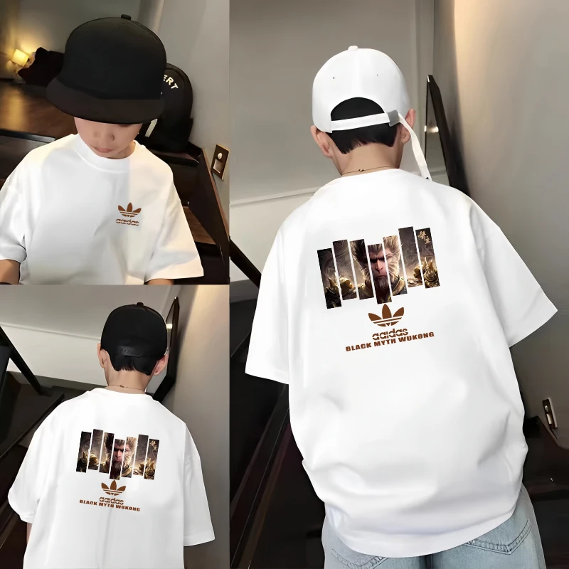 奥莱正品|黑神话联名男女童装短袖夏季新款纯棉透气一家亲子T恤衫