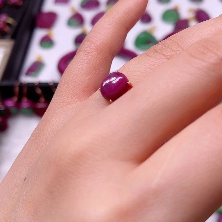 红宝石戒指银S925镶嵌