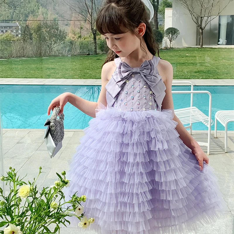 尤画2025夏季薰衣草紫公主裙重工亮片蓬蓬裙生日气质背心裙68082