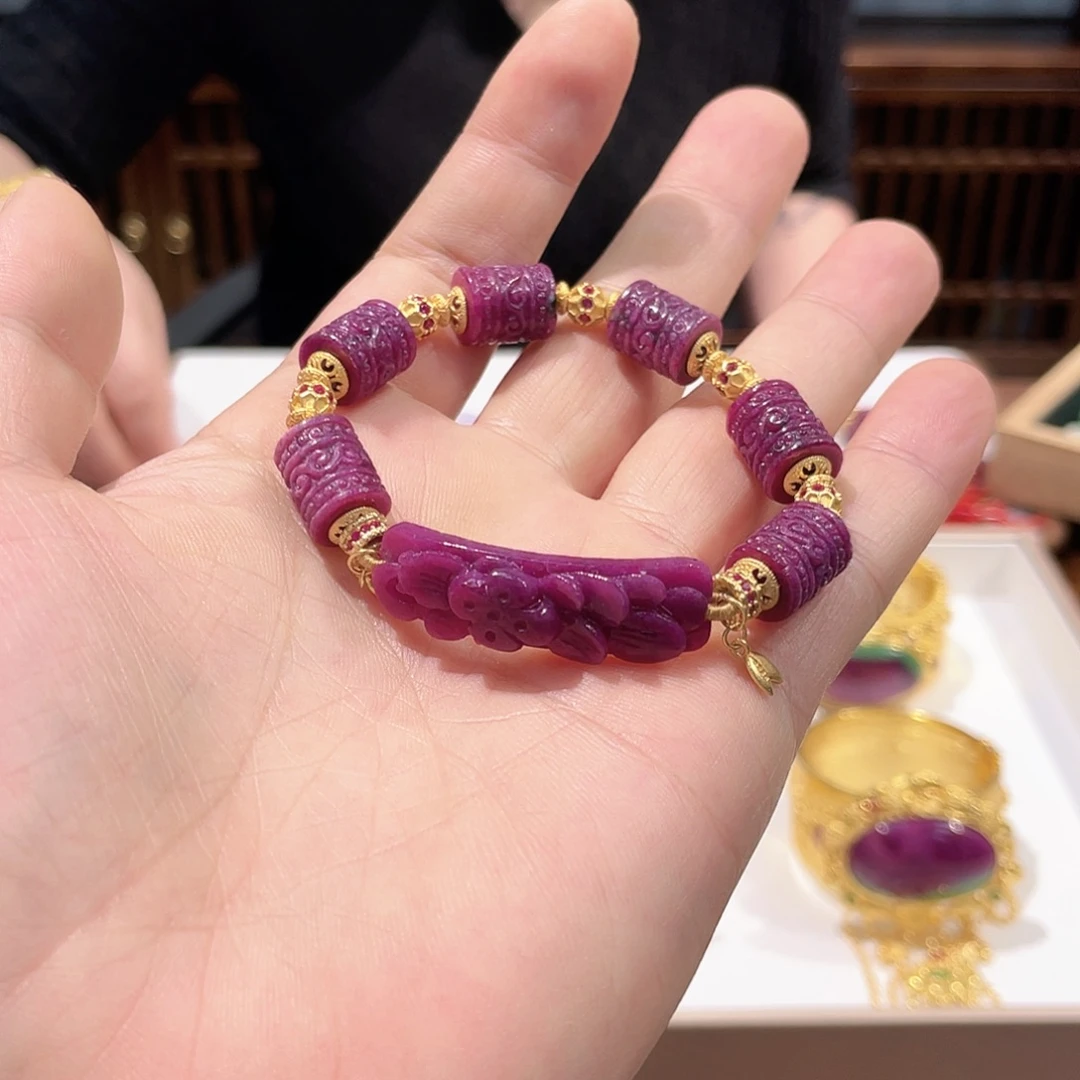 锦纶铁合金手链红宝