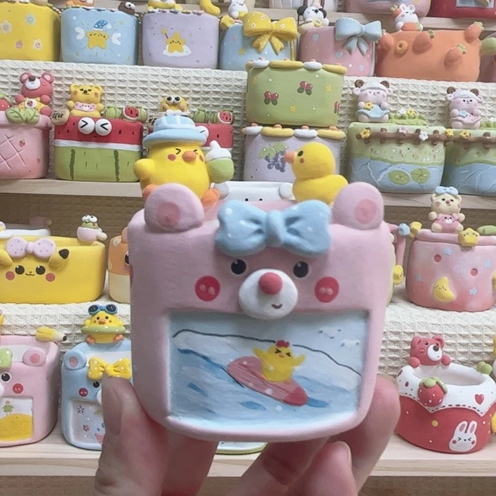 003。   蝴蝶结鸭鸭多肉花盆