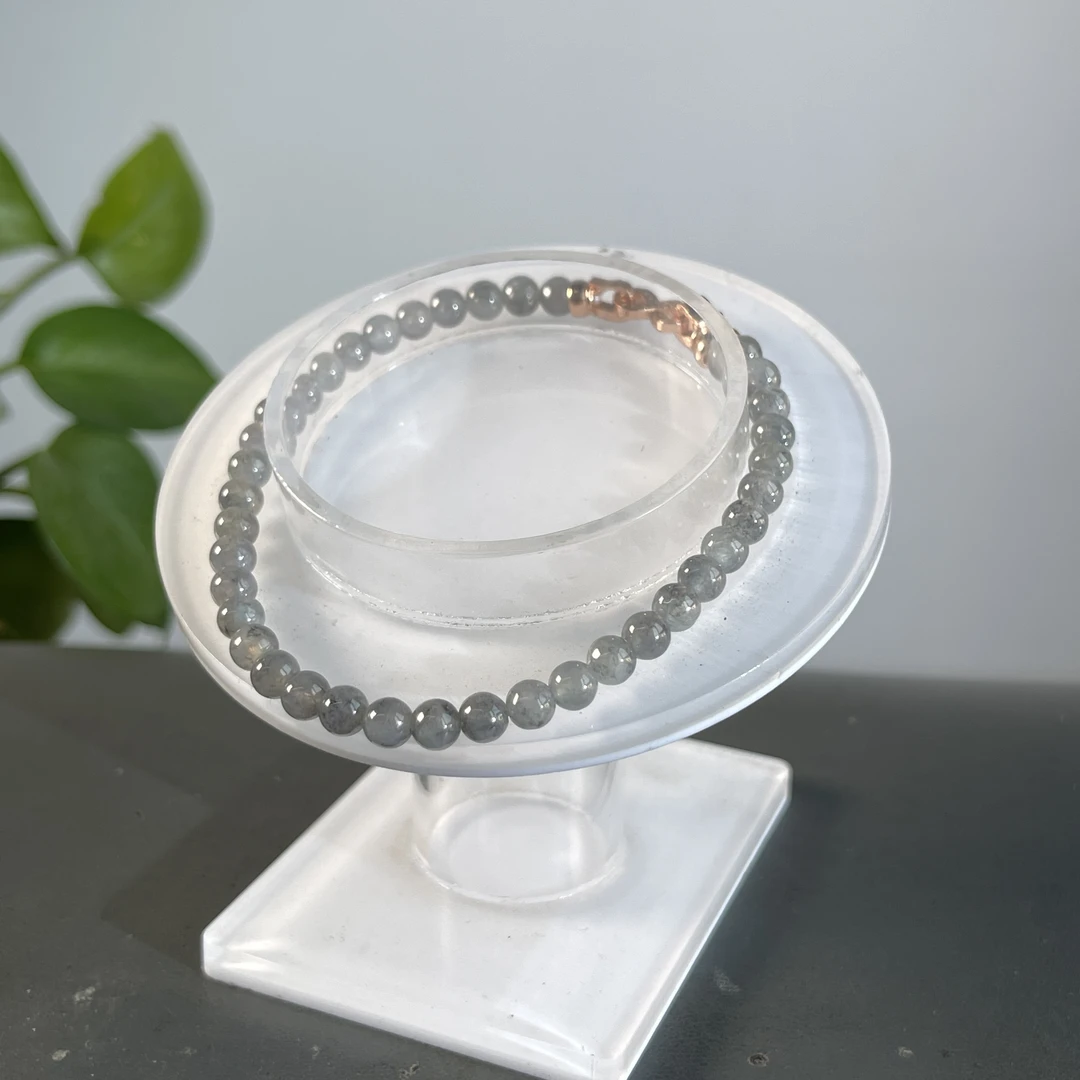 JCW09-44  天然缅甸A货翡翠  乌鸡-翡翠手串（含配饰）