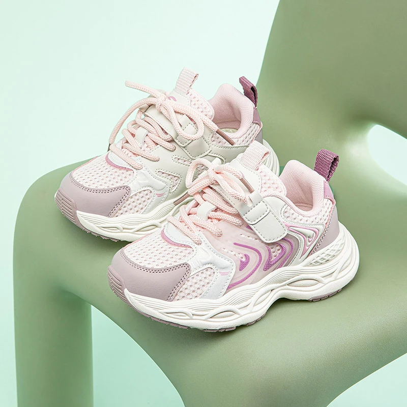 哈比熊童鞋春款儿童运动鞋防滑软底女童鞋子时尚网面老爹鞋